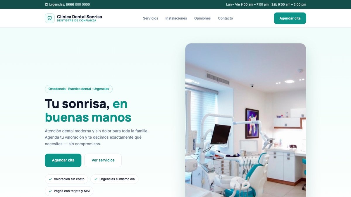 Demo de página web para clínica dental — Clínica Dental Sonrisa